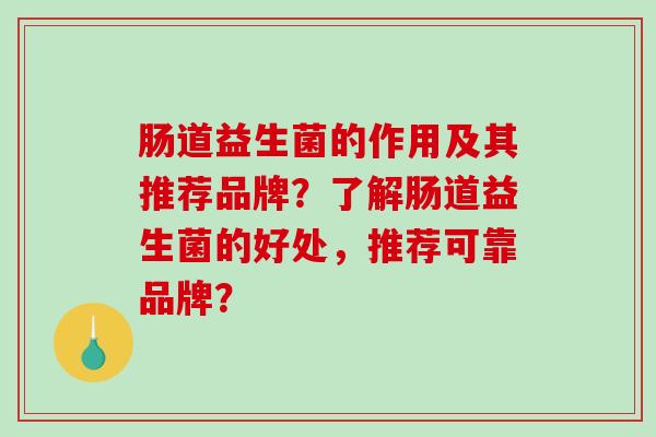 肠道益生菌的作用及其推荐品牌？了解肠道益生菌的好处，推荐可靠品牌？