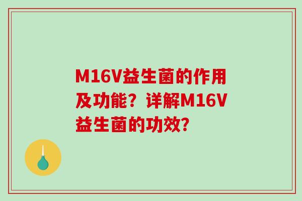 M16V益生菌的作用及功能？详解M16V益生菌的功效？