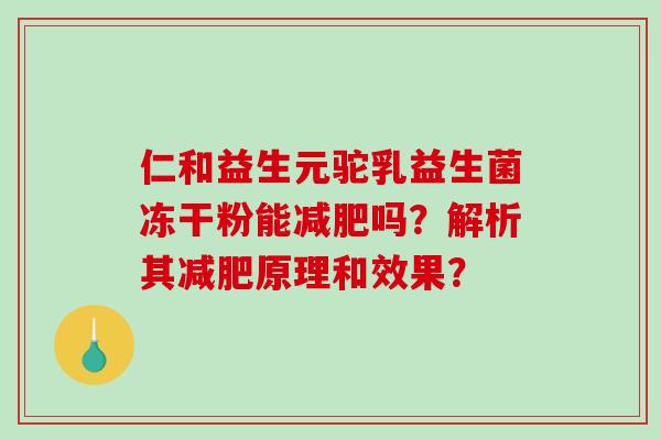 仁和益生元驼乳益生菌冻干粉能吗？解析其原理和效果？