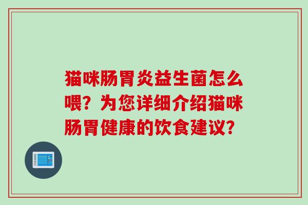猫咪肠胃炎益生菌怎么喂？为您详细介绍猫咪肠胃健康的饮食建议？