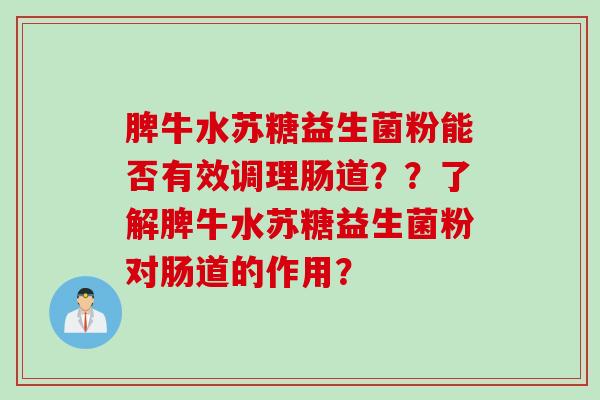 脾牛水苏糖益生菌粉能否有效调理肠道？？了解脾牛水苏糖益生菌粉对肠道的作用？