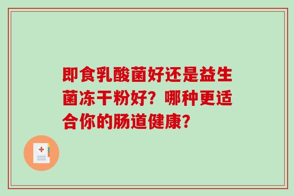 即食乳酸菌好还是益生菌冻干粉好？哪种更适合你的肠道健康？