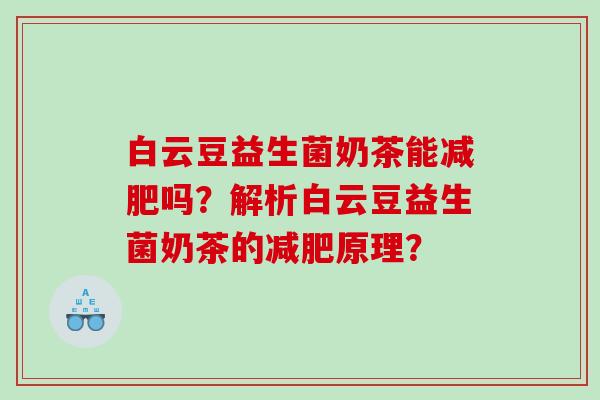 白云豆益生菌奶茶能减肥吗？解析白云豆益生菌奶茶的减肥原理？