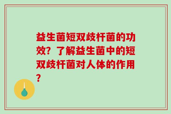 益生菌短双歧杆菌的功效？了解益生菌中的短双歧杆菌对人体的作用？