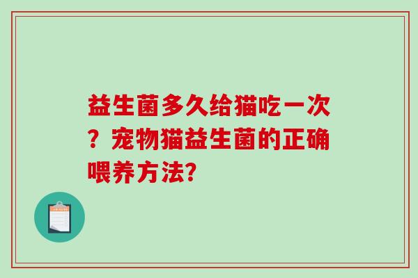 益生菌多久给猫吃一次？宠物猫益生菌的正确喂养方法？