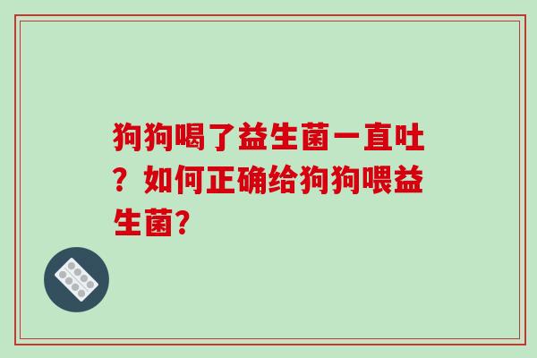 狗狗喝了益生菌一直吐？如何正确给狗狗喂益生菌？