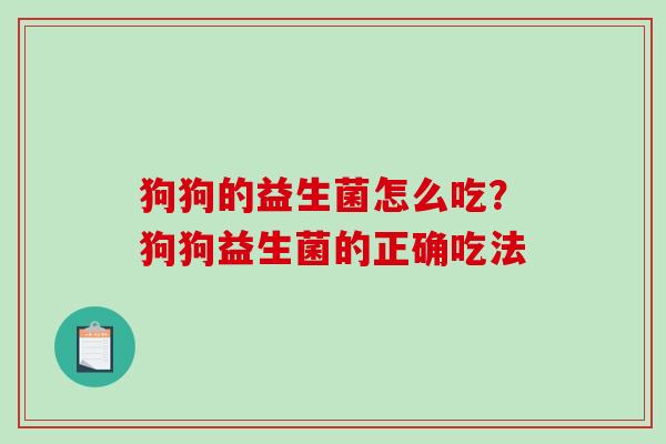 狗狗的益生菌怎么吃？狗狗益生菌的正确吃法