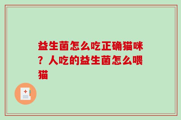 益生菌怎么吃正确猫咪？人吃的益生菌怎么喂猫