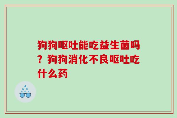 狗狗呕吐能吃益生菌吗？狗狗消化不良呕吐吃什么药