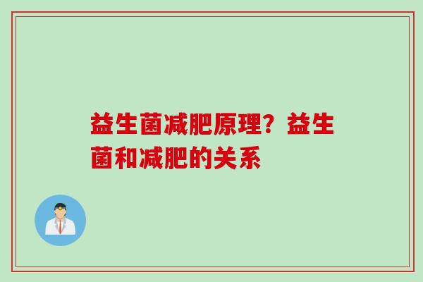 益生菌减肥原理？益生菌和减肥的关系