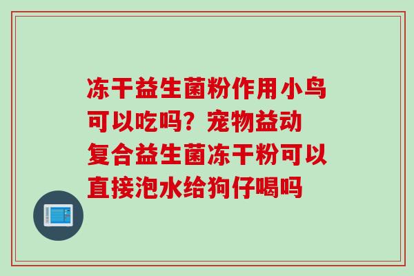 冻干益生菌粉作用小鸟可以吃吗？宠物益动 复合益生菌冻干粉可以直接泡水给狗仔喝吗