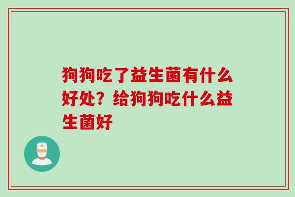 狗狗吃了益生菌有什么好处？给狗狗吃什么益生菌好