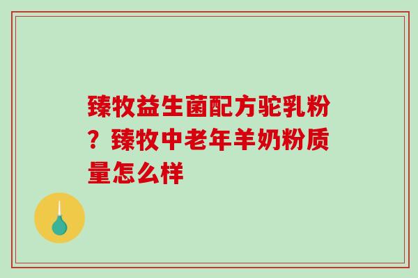 臻牧益生菌配方驼乳粉？臻牧中老年羊奶粉质量怎么样