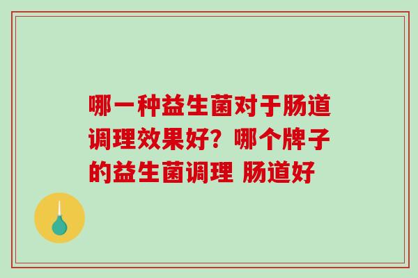 哪一种益生菌对于肠道调理效果好？哪个牌子的益生菌调理 肠道好
