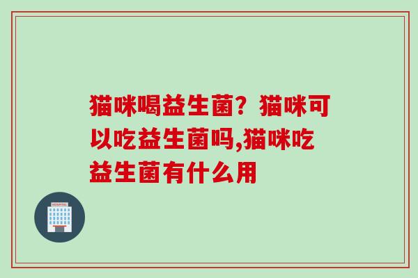 猫咪喝益生菌？猫咪可以吃益生菌吗,猫咪吃益生菌有什么用