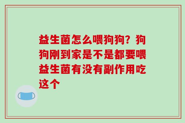 益生菌怎么喂狗狗？狗狗刚到家是不是都要喂益生菌有没有副作用吃这个