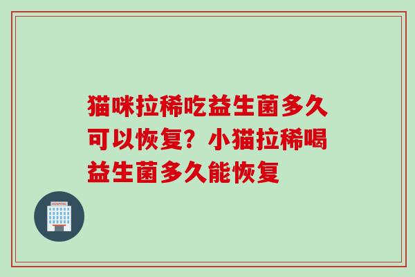 猫咪拉稀吃益生菌多久可以恢复？小猫拉稀喝益生菌多久能恢复