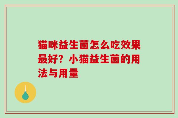 猫咪益生菌怎么吃效果最好？小猫益生菌的用法与用量