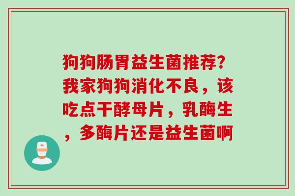 狗狗肠胃益生菌推荐？我家狗狗，该吃点干酵母片，乳酶生，多酶片还是益生菌啊