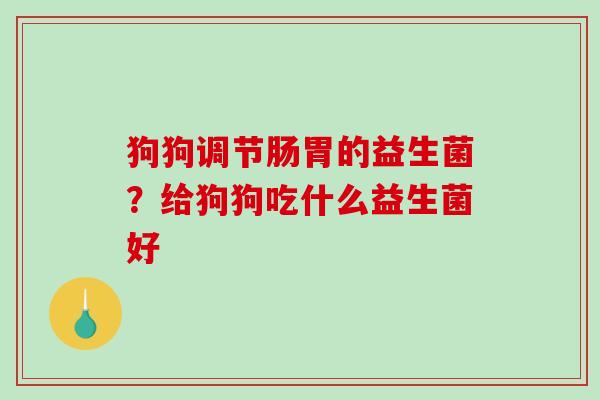 狗狗调节肠胃的益生菌？给狗狗吃什么益生菌好