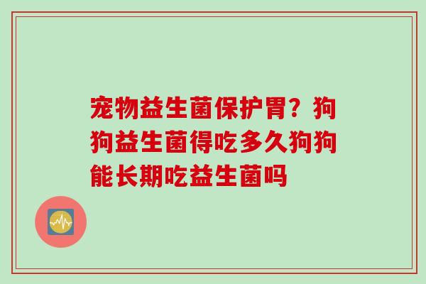宠物益生菌保护胃？狗狗益生菌得吃多久狗狗能长期吃益生菌吗