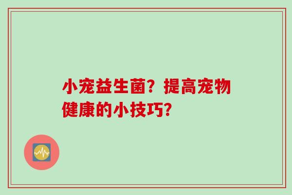 小宠益生菌？提高宠物健康的小技巧？