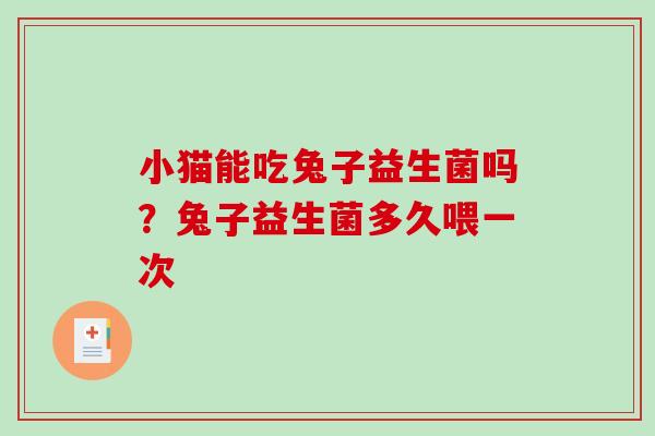 小猫能吃兔子益生菌吗？兔子益生菌多久喂一次