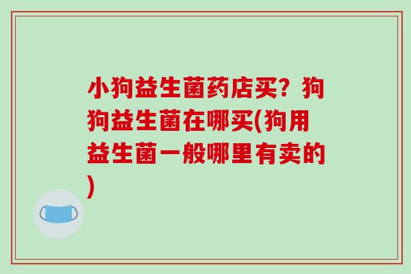 小狗益生菌药店买？狗狗益生菌在哪买(狗用益生菌一般哪里有卖的)