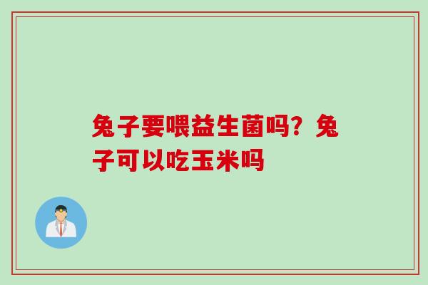 兔子要喂益生菌吗？兔子可以吃玉米吗