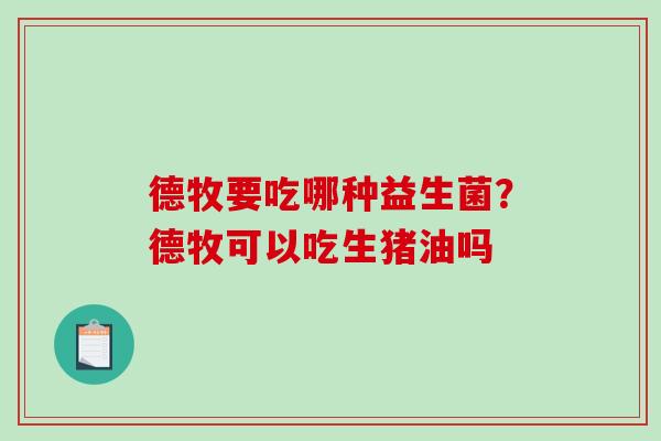 德牧要吃哪种益生菌？德牧可以吃生猪油吗