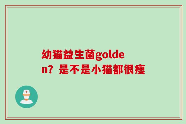 幼猫益生菌golden？是不是小猫都很瘦