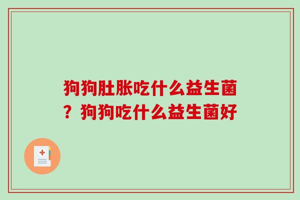 狗狗肚胀吃什么益生菌？狗狗吃什么益生菌好