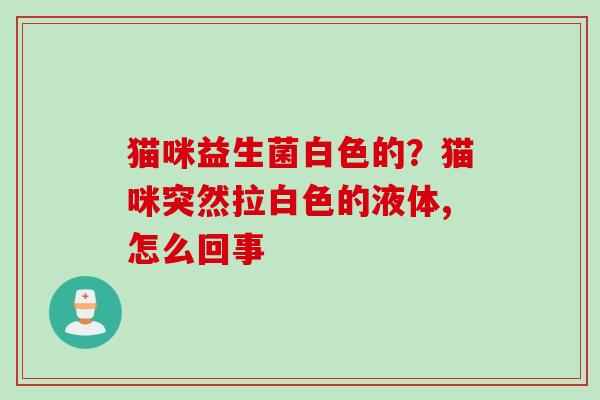 猫咪益生菌白色的？猫咪突然拉白色的液体,怎么回事