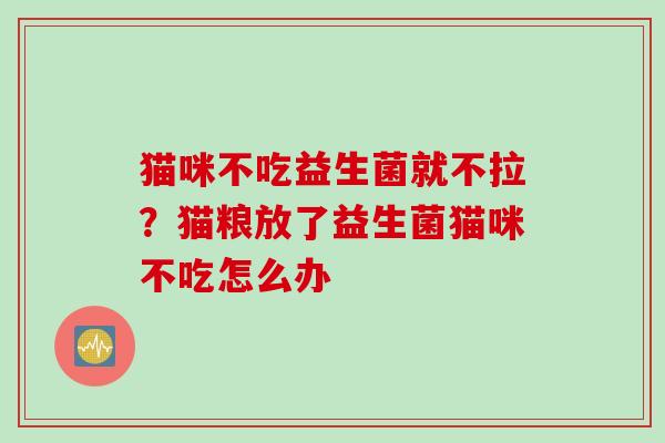 猫咪不吃益生菌就不拉？猫粮放了益生菌猫咪不吃怎么办