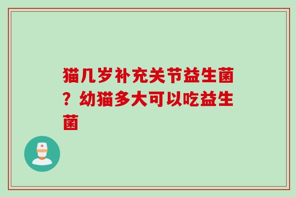 猫几岁补充关节益生菌？幼猫多大可以吃益生菌