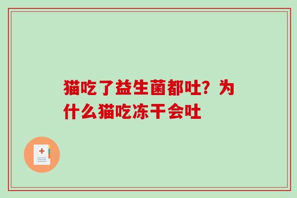 猫吃了益生菌都吐？为什么猫吃冻干会吐