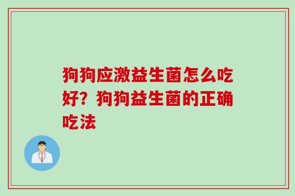 狗狗应激益生菌怎么吃好？狗狗益生菌的正确吃法