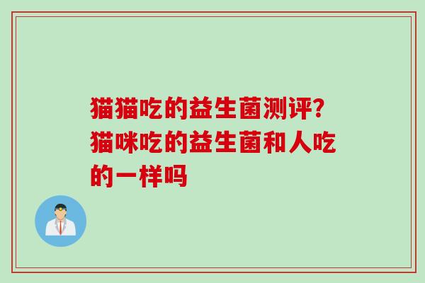 猫猫吃的益生菌测评？猫咪吃的益生菌和人吃的一样吗