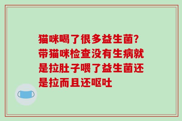 猫咪喝了很多益生菌？带猫咪检查没有生就是拉肚子喂了益生菌还是拉而且还