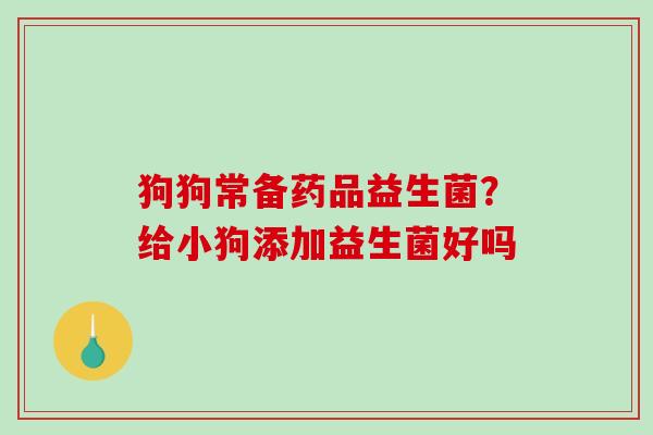 狗狗常备药品益生菌？给小狗添加益生菌好吗
