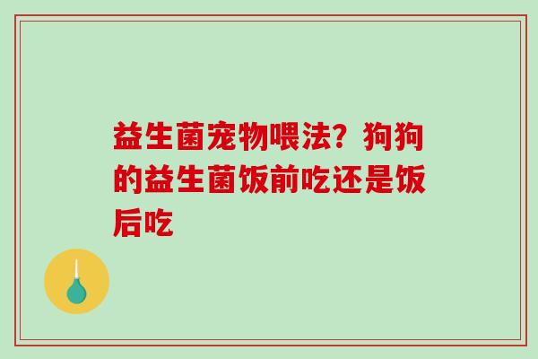 益生菌宠物喂法？狗狗的益生菌饭前吃还是饭后吃