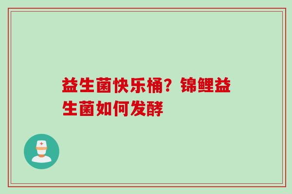 益生菌快乐桶？锦鲤益生菌如何发酵