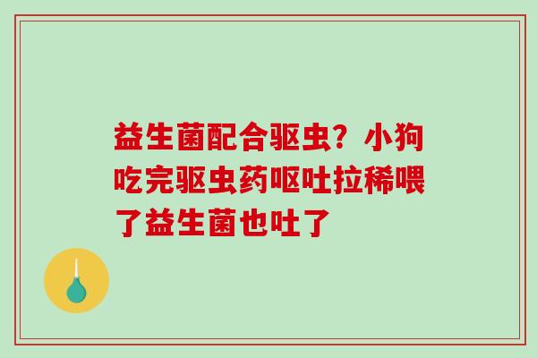 益生菌配合驱虫？小狗吃完驱虫药呕吐拉稀喂了益生菌也吐了