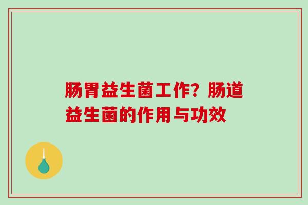 肠胃益生菌工作？肠道益生菌的作用与功效