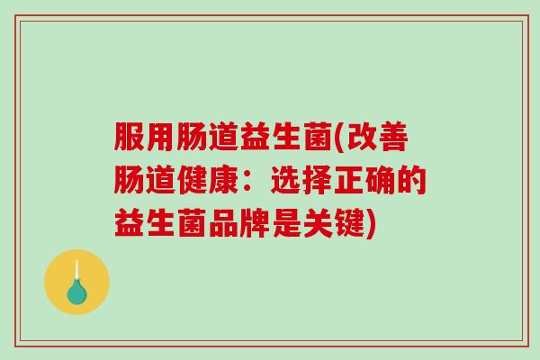 服用肠道益生菌(改善肠道健康：选择正确的益生菌品牌是关键)