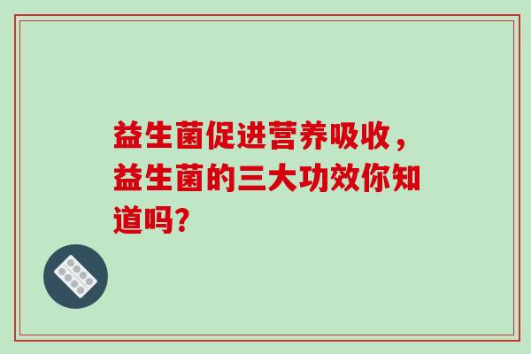 益生菌促进营养吸收，益生菌的三大功效你知道吗？