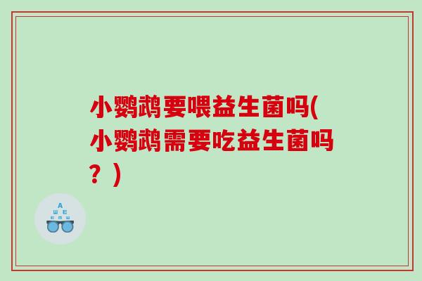 小鹦鹉要喂益生菌吗(小鹦鹉需要吃益生菌吗？)