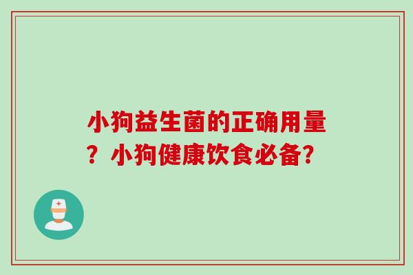 小狗益生菌的正确用量？小狗健康饮食必备？