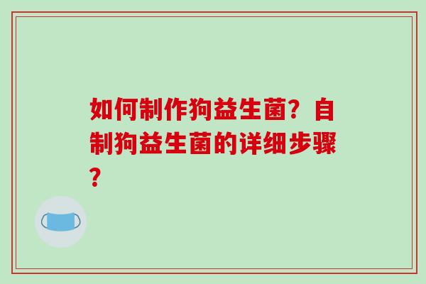 如何制作狗益生菌？自制狗益生菌的详细步骤？