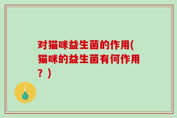 对猫咪益生菌的作用(猫咪的益生菌有何作用？)